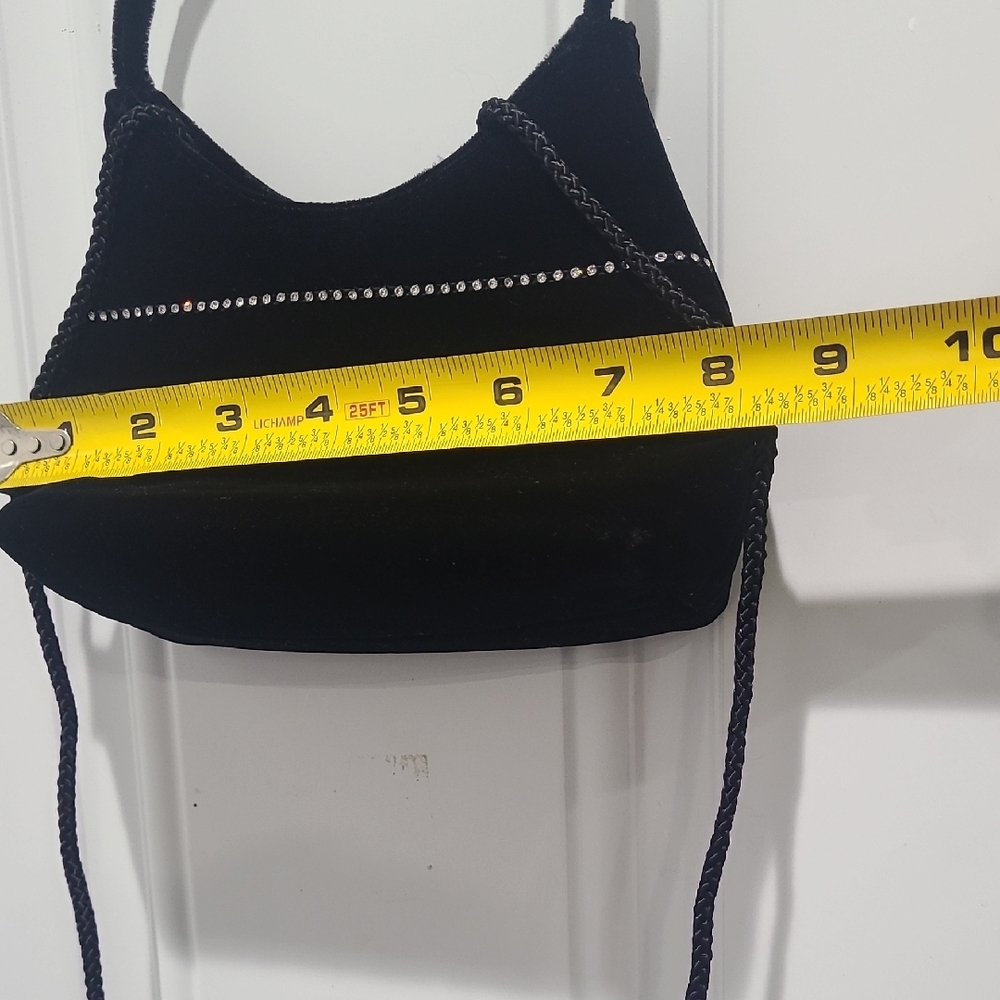 Black Shoulder Bag with Rhinestone Accent - Picture 8 of 9